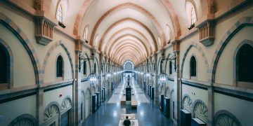 people inside brown building